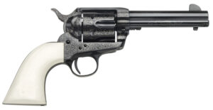 Taylors & Company 200056 1873 Cattleman Outlaw Legacy 45 Colt (LC) Caliber with 4.75" Barrel, 6rd Capacity Cylinder, Overall Blued Engraved Finish Steel & Ivory Synthetic Grip
