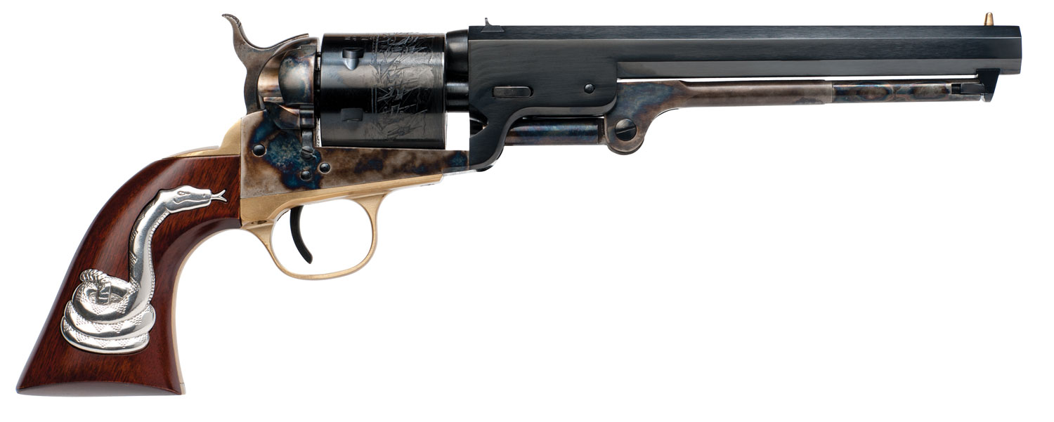 Cimarron CA9081SS101 Man With No Name Conversion Hollywood Series 38 Long Colt 6rd 7.50" Blued Steel Barrel & Cylinder Color Case Hardened Steel Frame with Walnut Grip with Integrated Snake
