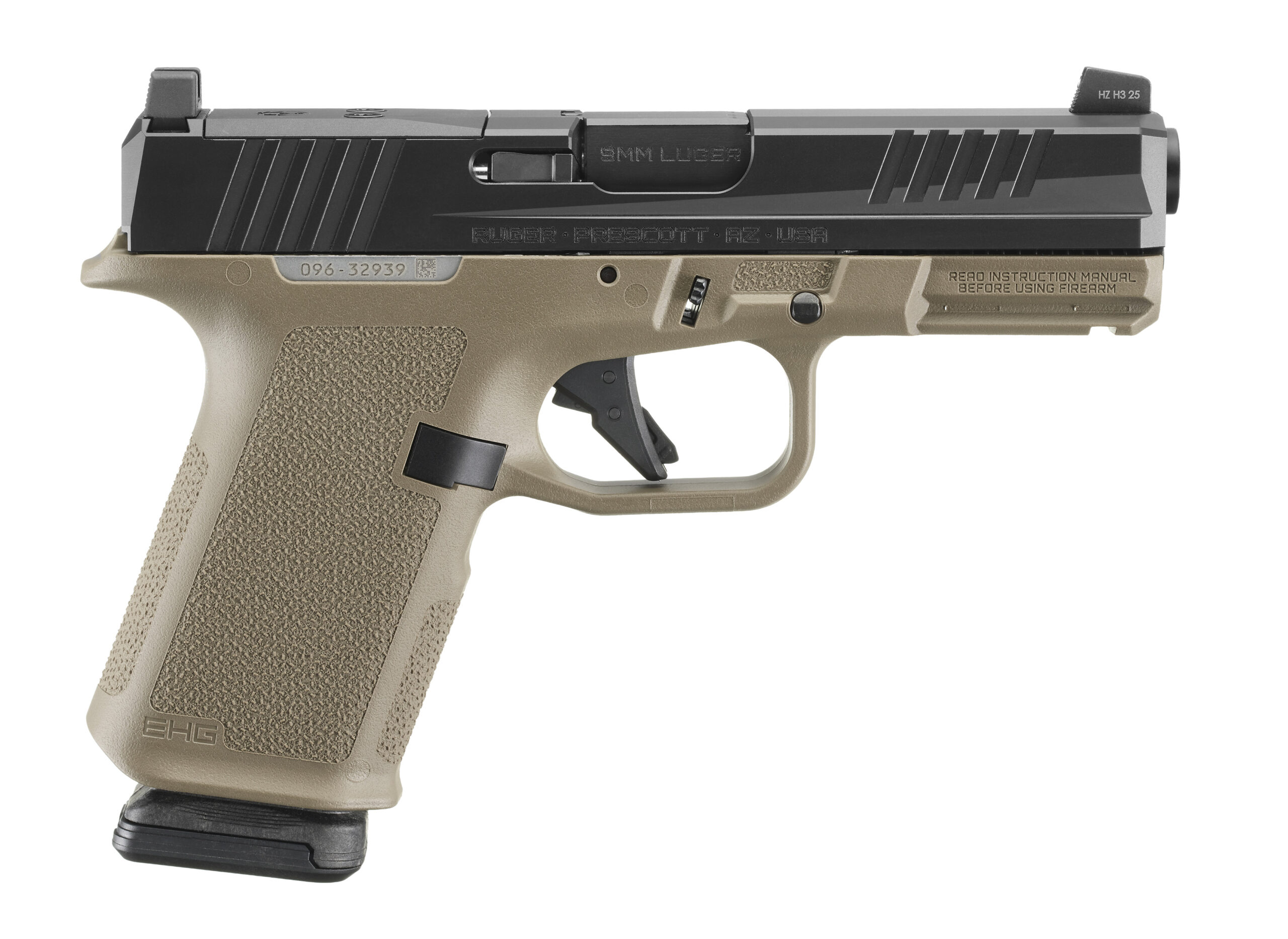 RUGER RXM 9MM PISTOL 4" BBL FDE MAGPUL EHG, O.R. 2-15RD MAGS