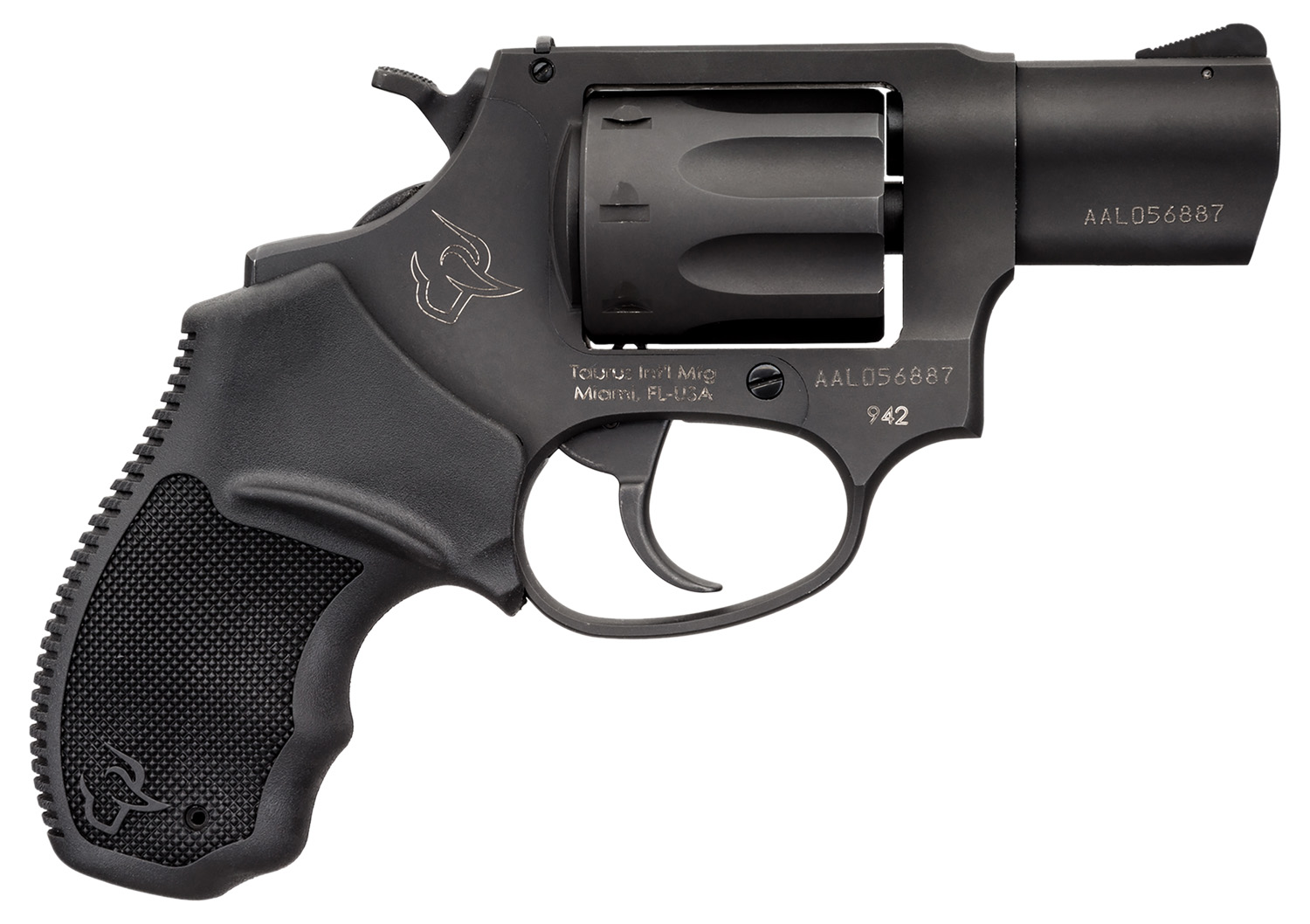 Taurus 2942021 942 22 LR 8rd 2" Barrel, Overall Matte Black Finish Steel & Finger Grooved Black Polymer Grip