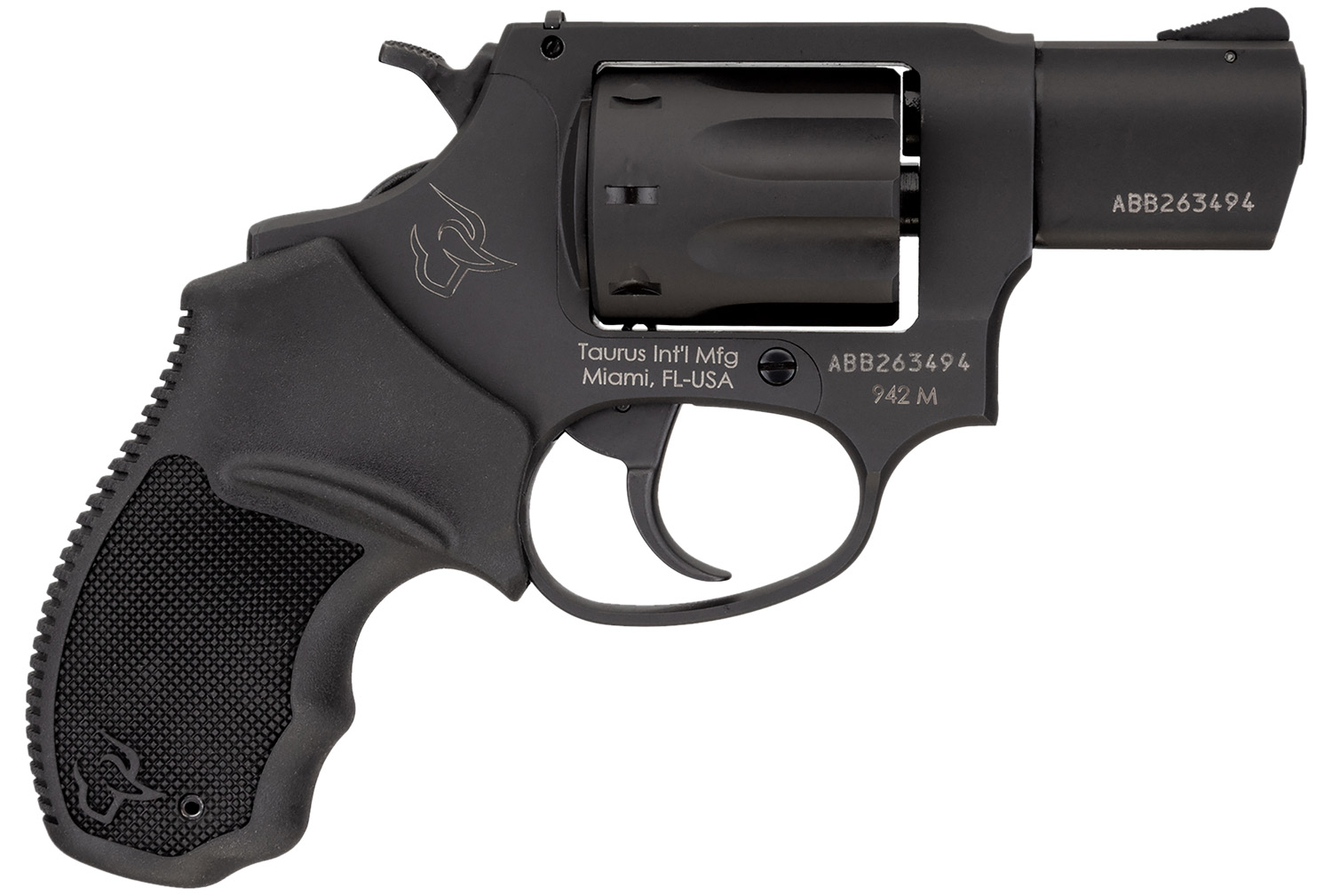 Taurus 2942M021 942 22 WMR 8rd 2" Barrel, Overall Matte Black Finish Steel & Finger Grooved Black Polymer Grip