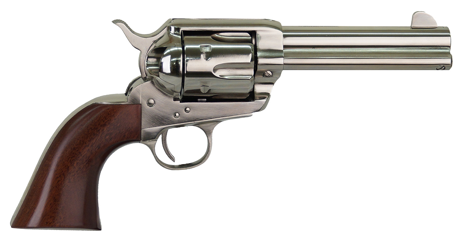 Cimarron PPP357N Pistolero 38 Special/357 Mag 6 Shot, 4.75" Nickel-Plated Steel Barrel, Cylinder & Frame, Wide Front Sight, Smooth Walnut Grip