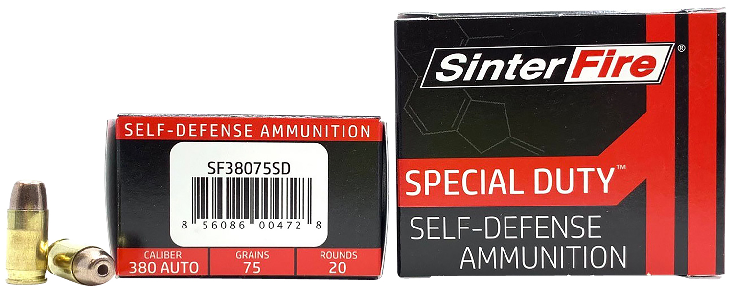 SinterFire Inc SF38075SD Special Duty (SD) 380ACP 75gr Lead Free Frangible Hollow Point 20 Per Box/10 Case