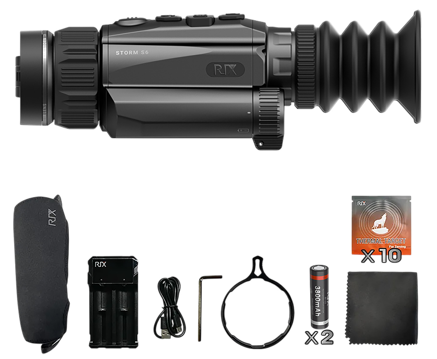 Rix Optics (visir Inc) RIXSTORMS6R Storm S6 Thermal Black 50mm 2x Zoom 640x512, 12 Microns 50 Hz Resolution