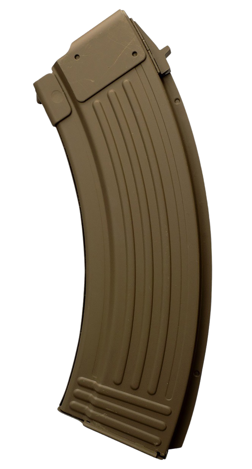 Global Ordnance LLC 810091157466 30rd Fully Ribbed 7.62x39mm Fits AK-47 FDE Steel