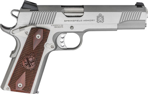 SPRINGFIELD 1911 LOADED 45ACP - 5" 7RD SS/WOOD GRIPS CA COMP