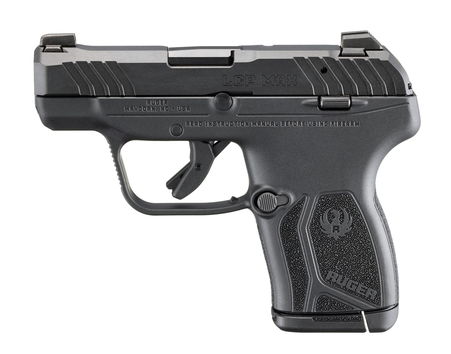 RUGER LCP MAX N.M.S. 380ACP 2.8" PISTOL BLACK, TRITIUM/WHITE FRONT SIGHT 1-10RD