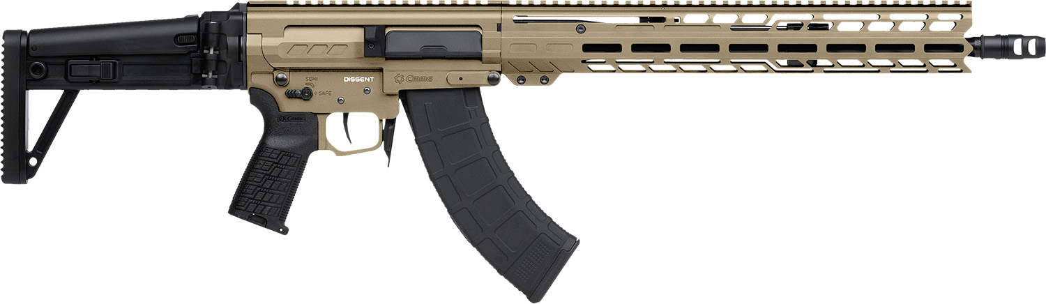 CMMG 86AD60BCT Dissent MK47 7.62x39mm 30+1 (2) 16.10", Coyote Tan Rec/15" M-Lok Handguard, Side Charging Handle, Black Side Folding Stock & Zeroed Grip, Muzzle Brake, 60/90 Ambi Safety, Adj. Gas Block