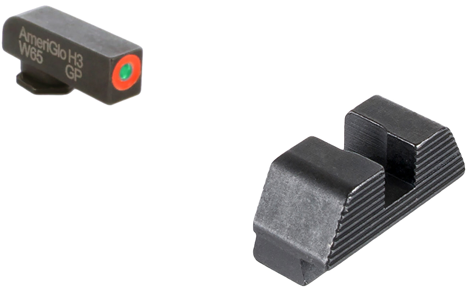 AmeriGlo GL433 Protector Sight Set for Glock Green Tritium Orange Outline Front Sight-Black Serrated Rear Sight