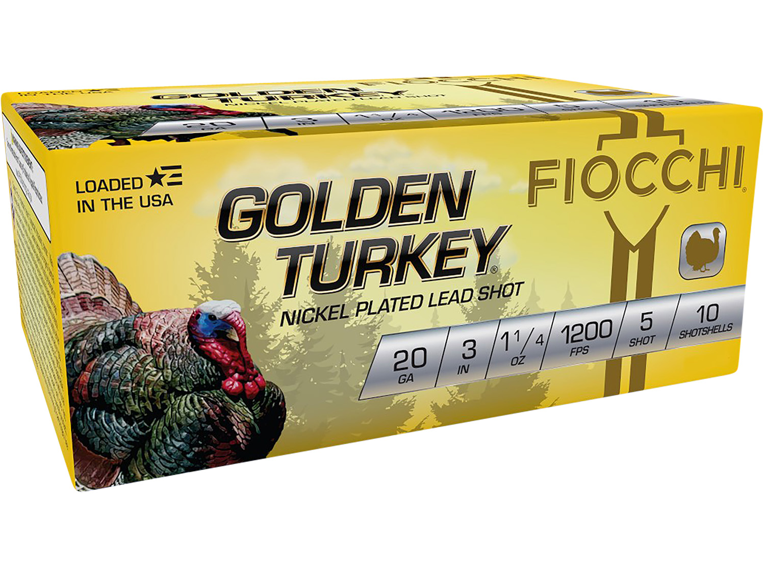 Fiocchi 203TRKC5 Golden Turkey 20Gauge 3" 1 1/4oz 5Shot 10 Per Box/10 Case