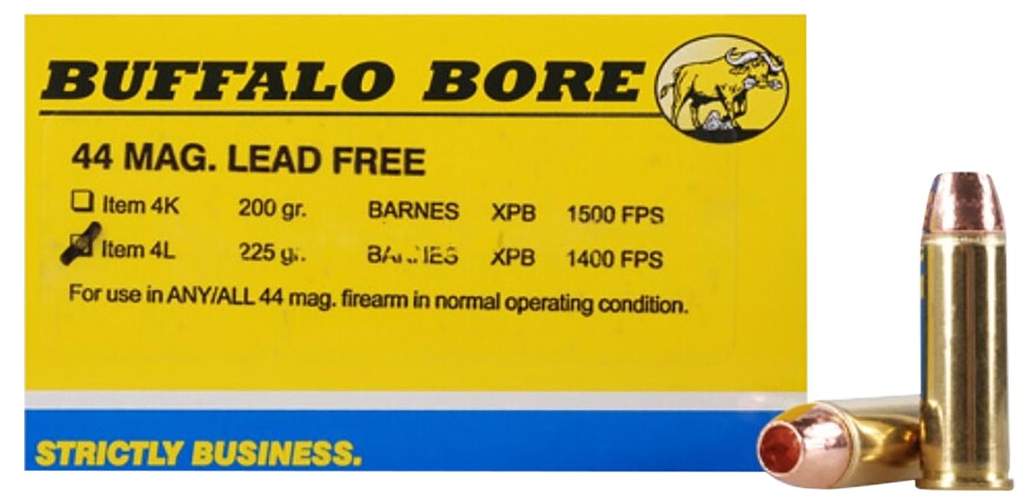 Buffalo Bore Ammunition 4L20 Buffalo-Barnes Strictly Business 44Rem Mag 225gr Barnes VOR-TX XPB Lead Free 20 Per Box/12 Case